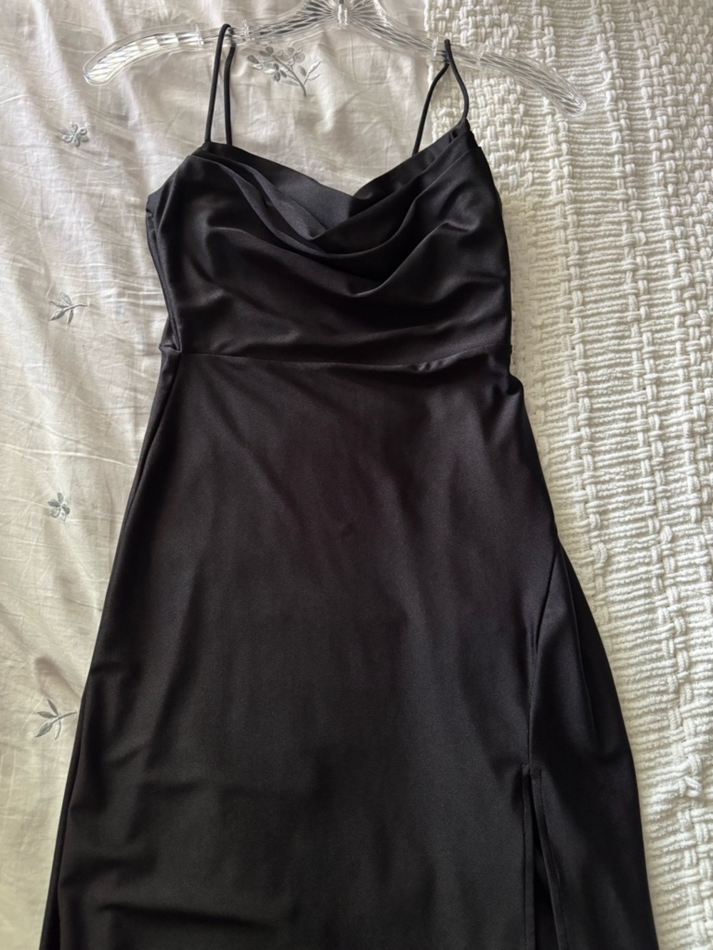 Windsor Black Satin Cowl Neck Slip Dress